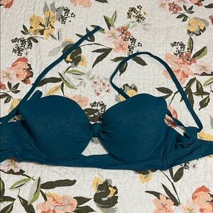 Shade & Shore Teal Shimmer Swim Bikini Top